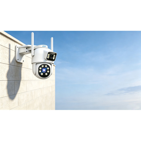 2nlf® 4mp Cámara Vigilancia Exterior Dual Lente Y Pantalla